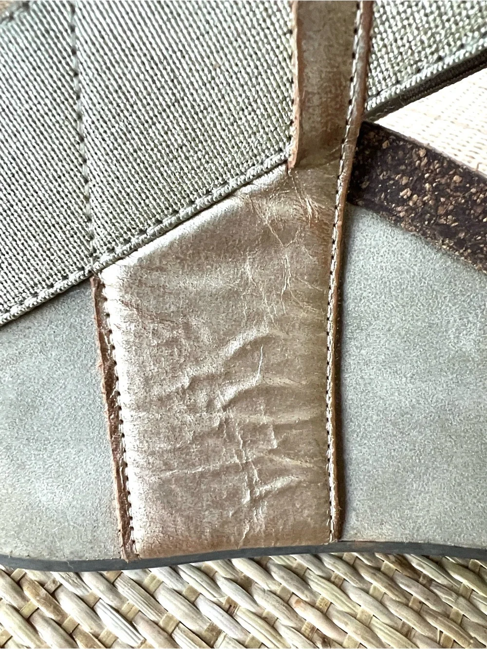 OTBT Bushnell wedge sandal metallic bronze platform sole leather/textile upper 9